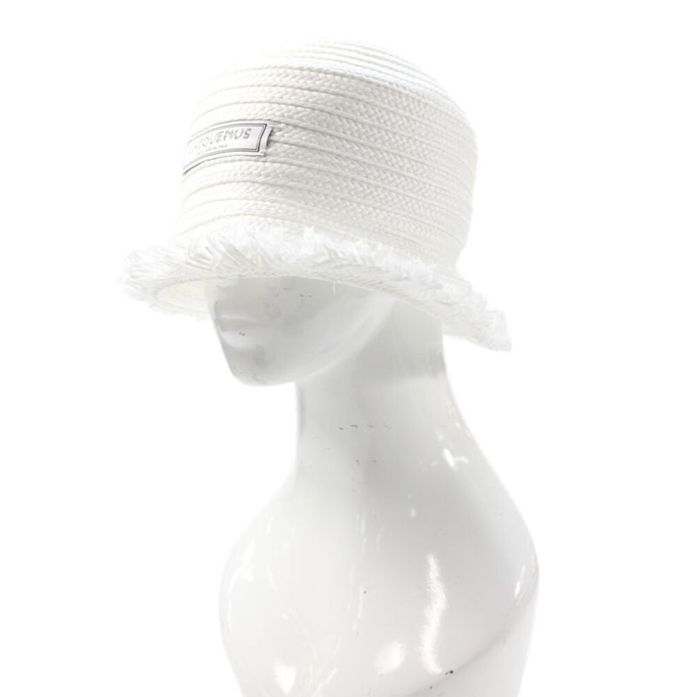 Jacquemus Womens Straw Frayed Brim Banded Fedora Hat White Size 58